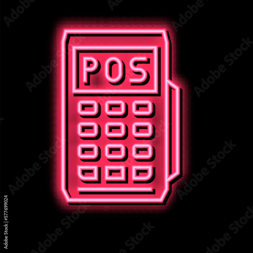 mobile pos terminal neon glow icon illustration