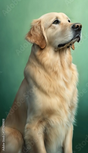 Golden retriever dog portrait plain background full body - generative AI © Lara