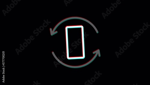 Smartphone rotation. Glitch effect. Alpha channel