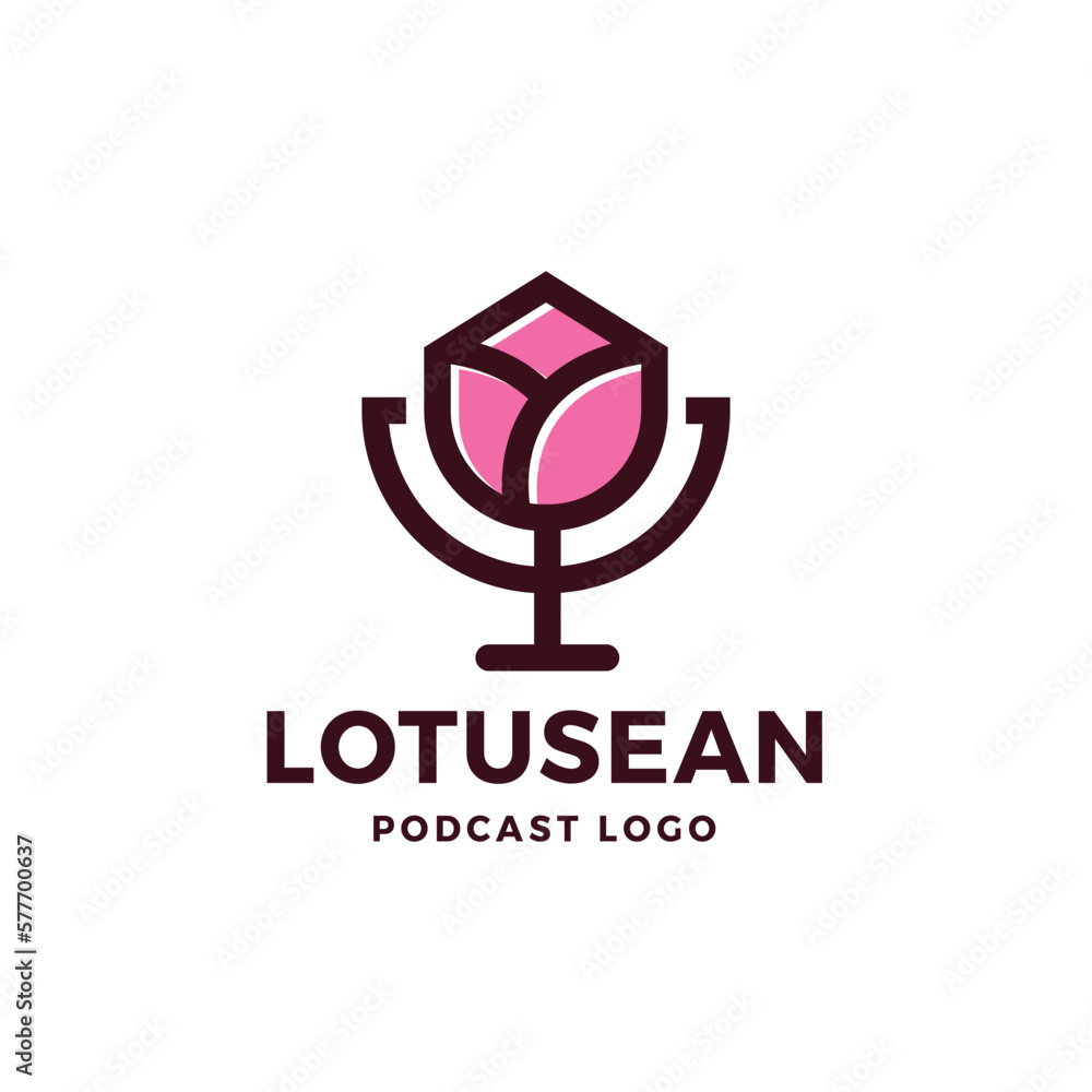 Lotus Podcast Logo Vector Icon Illustration Lotus Podcast Logo Vector Icon Illustration