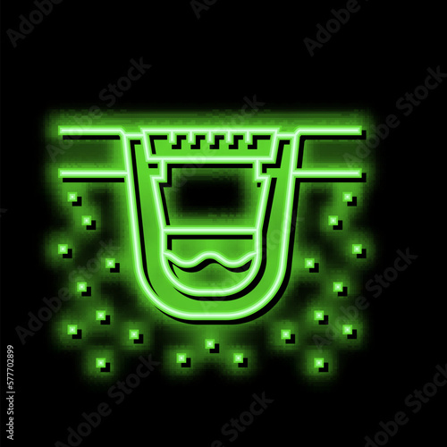 construction of drainage system neon glow icon illustration