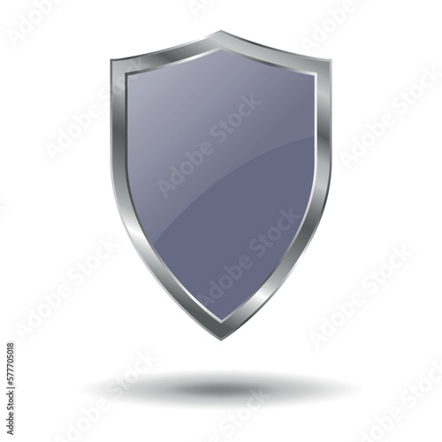 Blue protective shield, in a metal frame, isolated on a white background. 