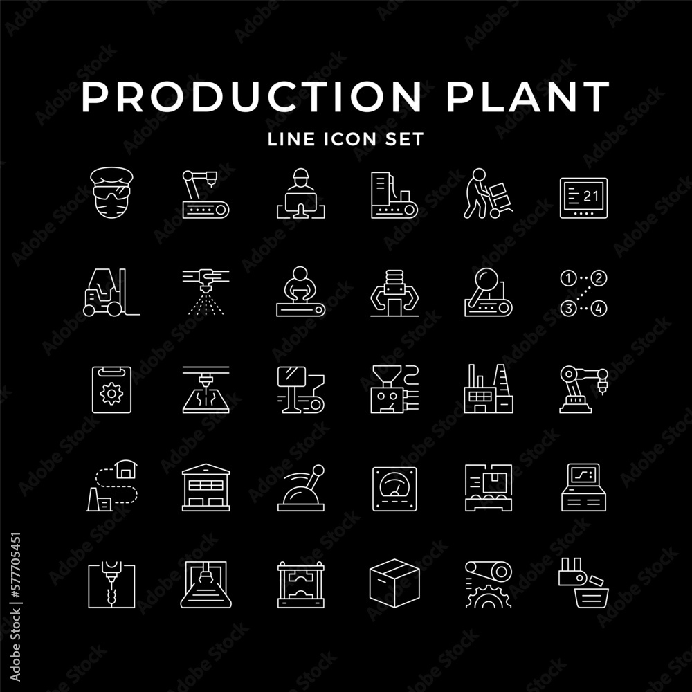 Set line icons of production plant