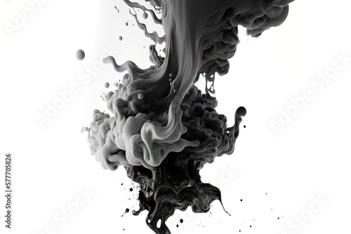 decorative black fluid ink banner with water pattern generative ai