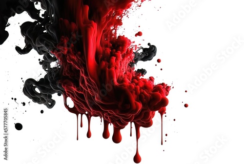 abstract black and red fluid ink banner for backdrop generative ai
