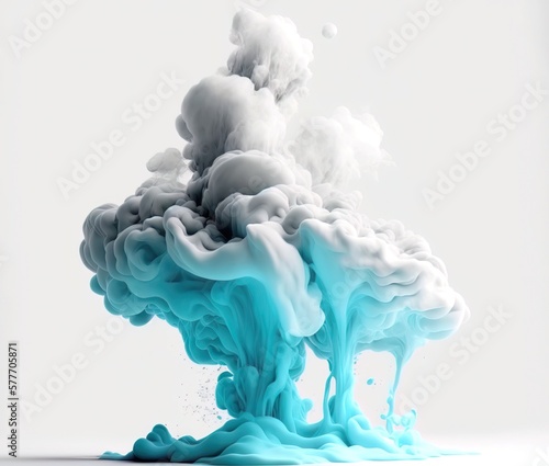 fluid turquoise and grey smoky banner for backdrop generative ai