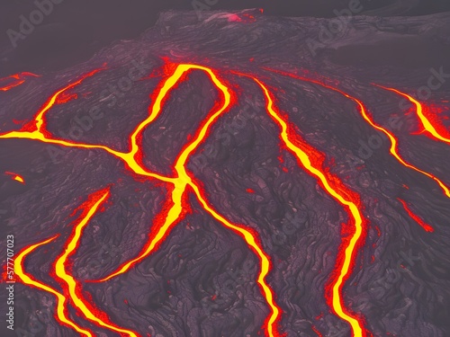 Volcano with lava created with Generative AI technology