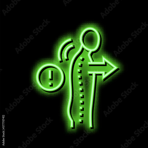 slouch scoliosis neon glow icon illustration
