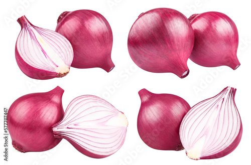 Set of delicious red onions, cut out