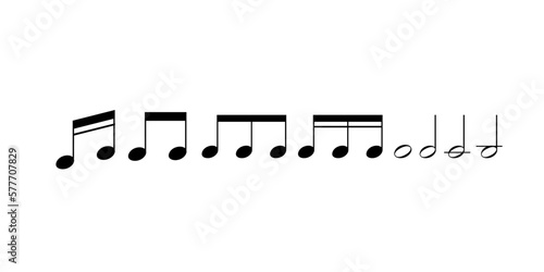 set of notes music on the white background.