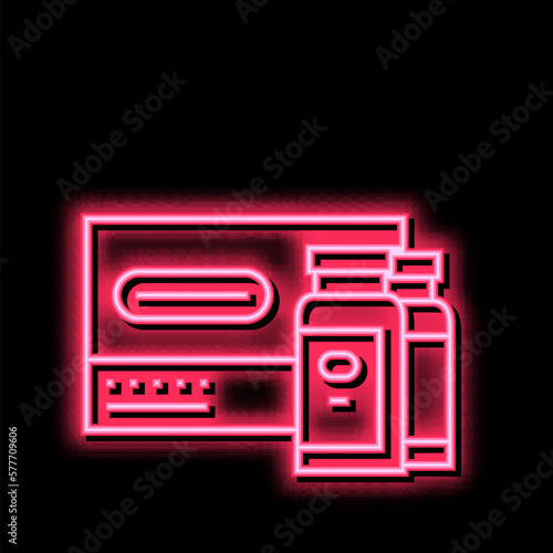 liquid probiotics neon glow icon illustration