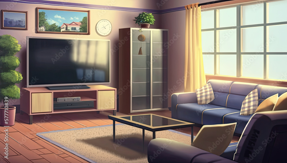 custom made wallpaper toronto digitalanime of a living room with flat screen tv and big window