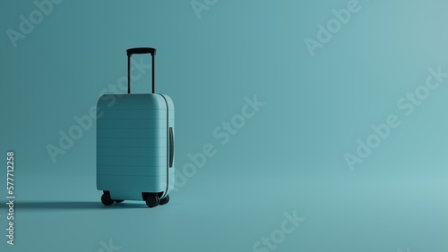 Turquoise suitcase 3d illustration vacation concept illustration suitcase on turquoise background