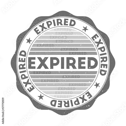 Expired badge. Grunge word round stamp with texture in shadows color theme. Vintage style geometric expired seal with gradient stripes. Vibrant vector illustration.