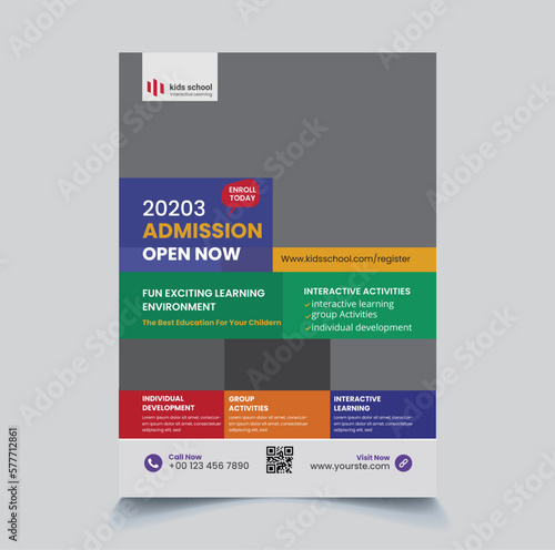 kids admission flyer design template