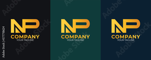 NP letter business clean modern luxury and minimalist logo brand identity design
