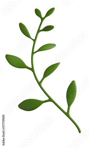 A fresh green sprig of a plant with multiple leaves branchess and green leaves 3d  icon © Chawalit Hemman
