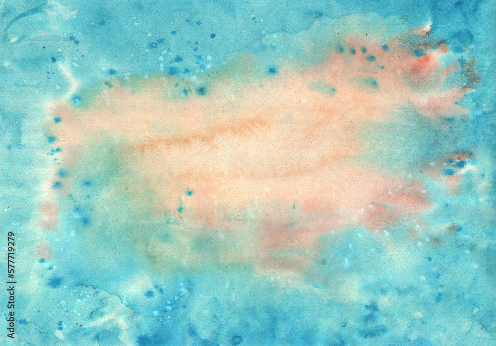 abstract textural background with blue and pastel pink paint