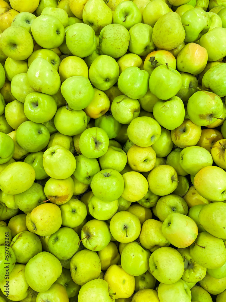 lots of green apples delicious food vitamins healthy nutrition as background