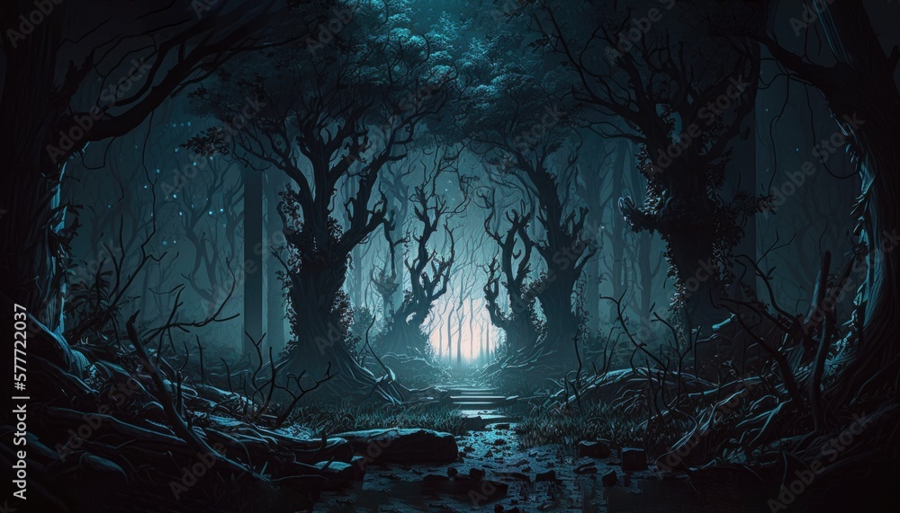 night forest landscape