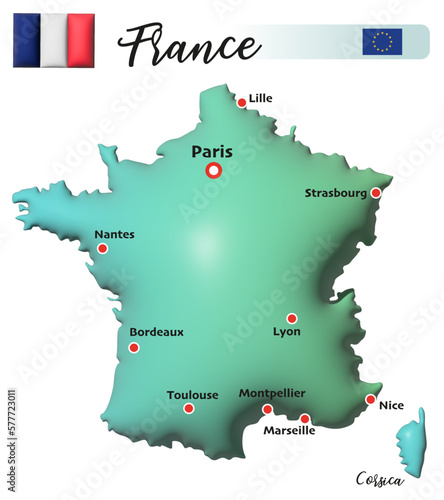 France, Flagge und Fläche
