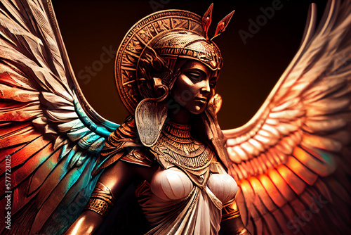 Beautiful abstract Egyptian God Isis background. Generative AI technology. photo