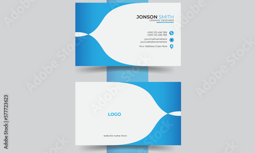 modern corporate  professional  creative business card template with Blue  and black color background 