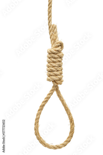 Hangman knot made of rough hemp rope