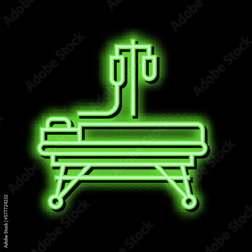 resuscitation stretcher neon glow icon illustration