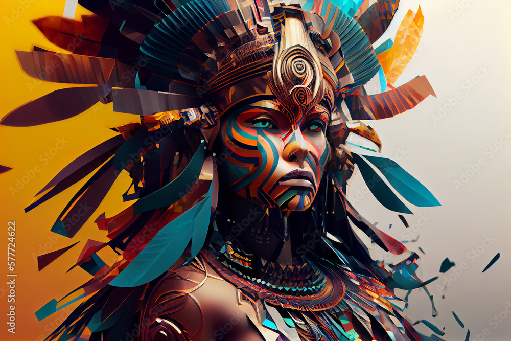 Beautiful abstract geometric Aztec warrior background. Generative AI ...