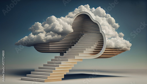 Cloud computing technology concept. Futuristic illustration. AI generative  photo