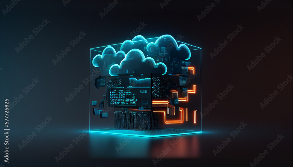 Cloud computing technology concept. Futuristic illustration. AI ...