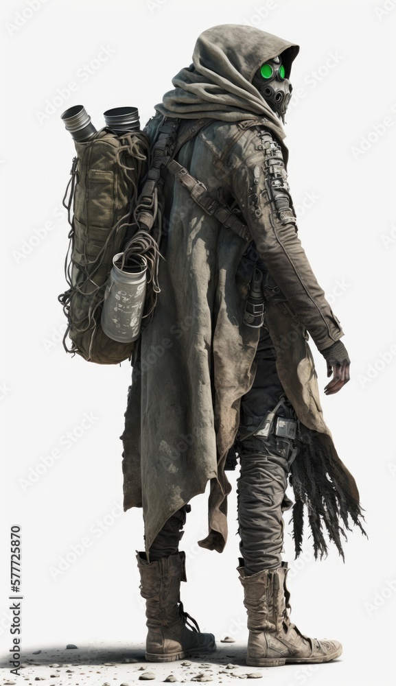 Fototapeta premium Stalker from wasteland, nuclear war survival human