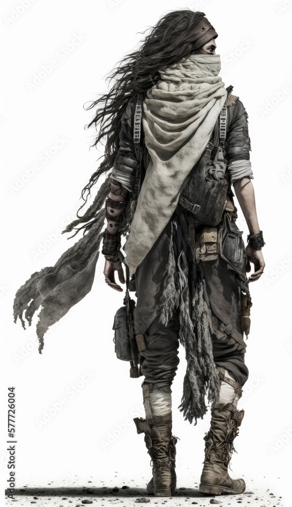 Fototapeta premium Stalker from wasteland, nuclear war survival human