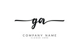 Handwriting letter ga logo design on white background.