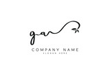 Handwriting letter ga logo design on white background.