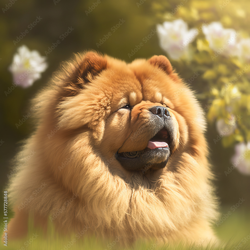 Ravishing hyper realistic digital portrait of fluffy brown chow