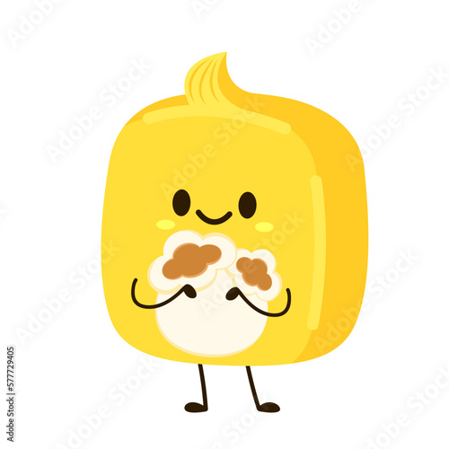 Corn and butter vector. Corn and Butter character design. Butter on white background.