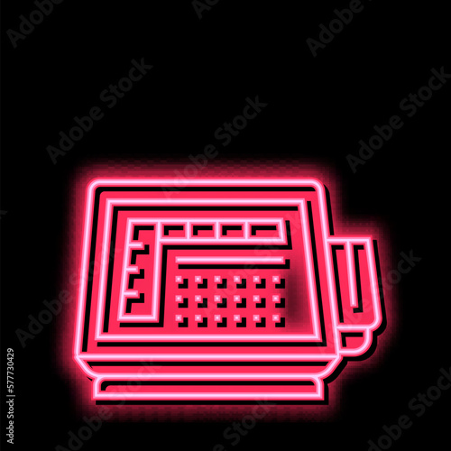 self service pos terminal neon glow icon illustration