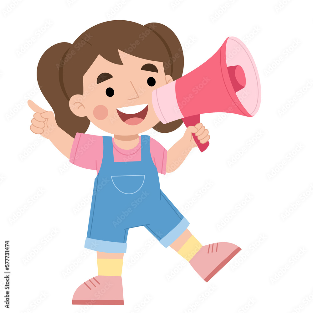 Illustration of a girl talking on a megaphone Illustration of a girl talking on a megaphone
