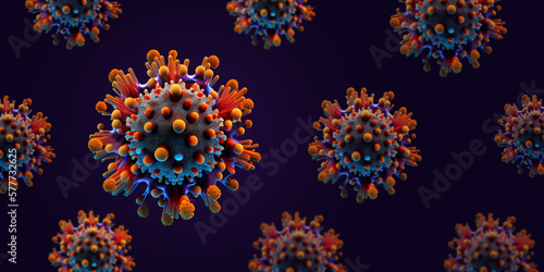 Macro coronavirus(covid-19) cell delta plus variant. deltacron,COVID 19 variant of SARS-CoV-2 in 2022. Generative Ai 