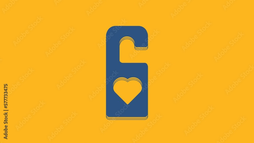 Blue Please do not disturb with heart icon isolated on orange background. Hotel Door Hanger Tags. 4K Video motion graphic animation Blue Please do not disturb with heart icon isolated on orange background. Hotel Door Hanger Tags. 4K Video motion graphic animation