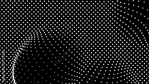 Dome-shaped protrusion part seine by stretching mesh for the illusion three-dimensional deformation of the surface. Screen media video trippy. Mesh LCD display. Scale size different hole space.