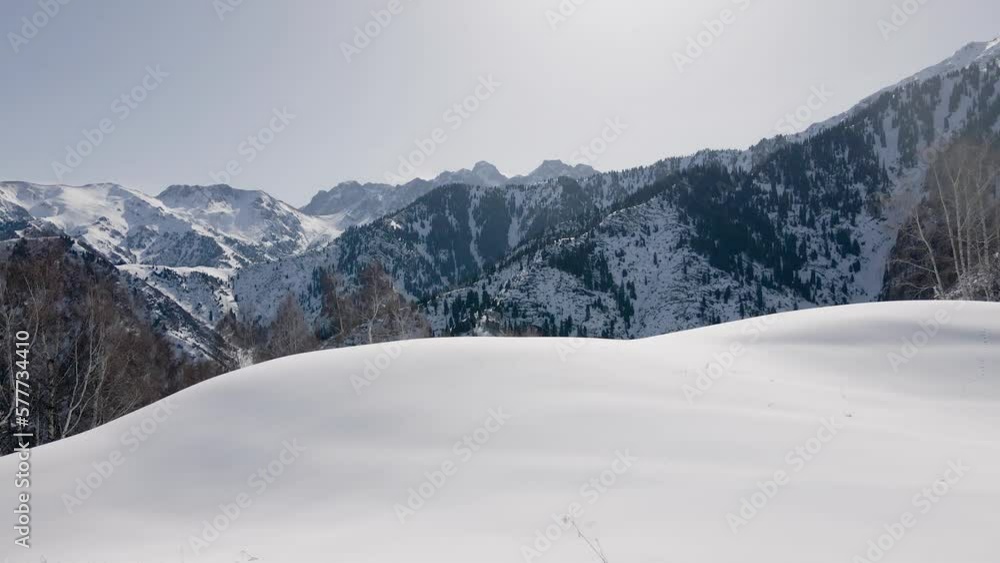 Aerial landscape of winter mountain valley Aerial landscape of winter mountain valley