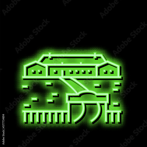 ranch style house neon glow icon illustration