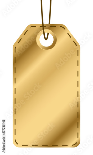 Gold price tag design. Gold price label. Gold price tag with dot. Blank golden price or gift tag. Vector illustration