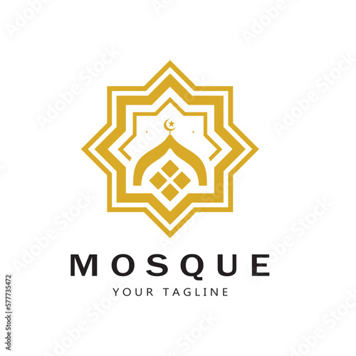 Islamic mosque logo vector icon template