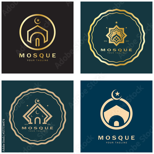 Islamic mosque logo vector icon template