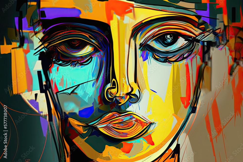 Abstract female portrait, contemporary art, digital drawing. Generative ...