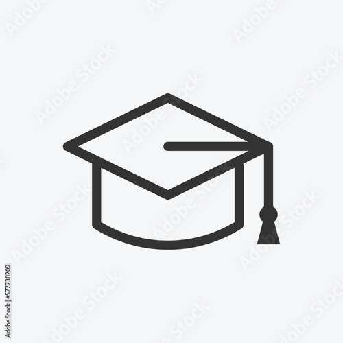 Mortarboard line vector icon. School icon symbol. Education vector illustration on isolated background. Education sign for mobile concept and web design